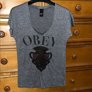 Obey Women's Heather Gray Graphic Tee